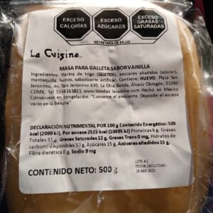 Masa para galleta sabor vainilla