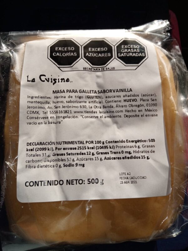 Masa para galleta sabor vainilla